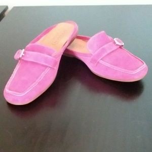 Fabulous Magenta Suede Coach Mule Flats 7.5B